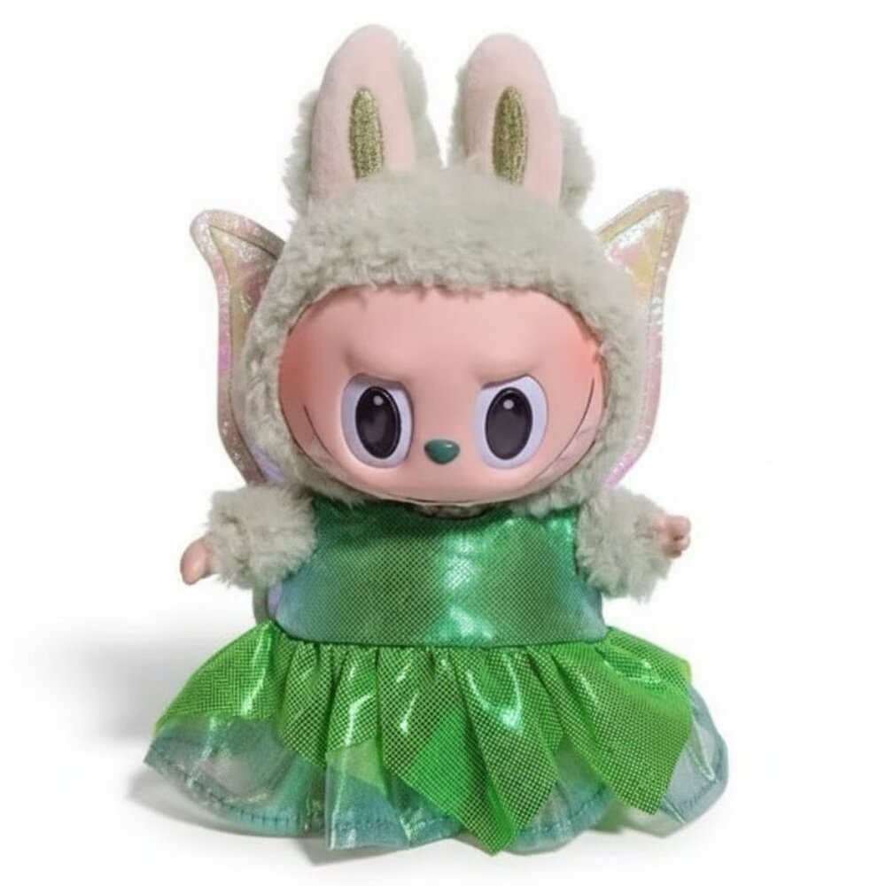 Labubu Disney Inspired Tinkerbell Fairy Dress and Metallic Wings Outfit